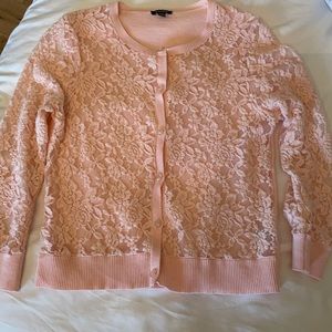 Zunie pink lace cardigan